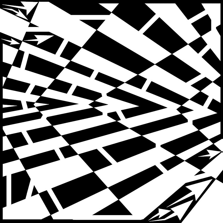 Maze Drawing - Alternating Converging lines and Wedges Maze by Yonatan Frimer Maze Artist