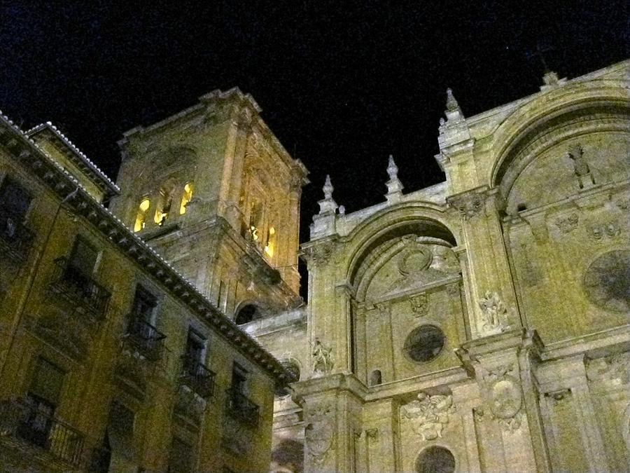 Amazing Exterior Architecture of Cathedral At Night Granada Spain Photograph by John Shiron
