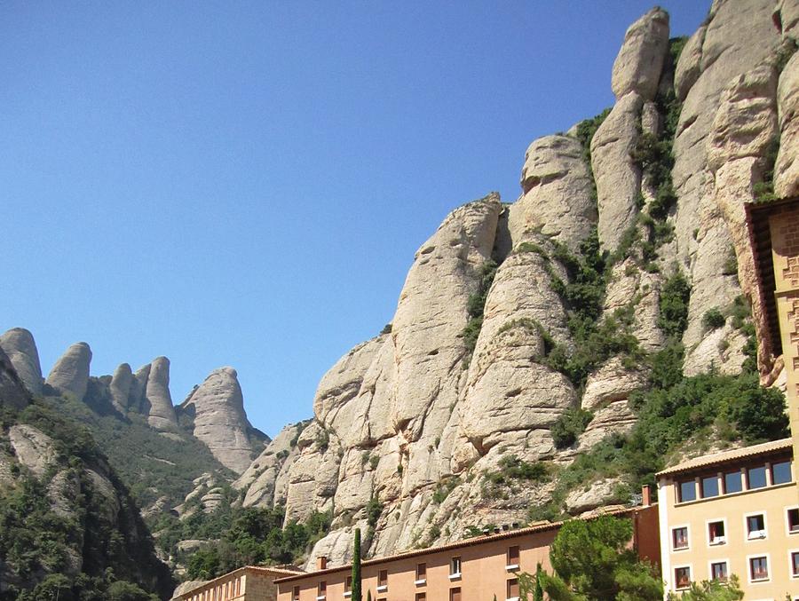 Amazing Montserrat Mountain Rock Encapsulated Buildings II Near Barcelona Spain Photograph by John Shiron