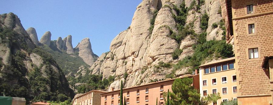 Amazing Montserrat Mountain Rock Encapsulated Buildings III Near Barcelona Spain Photograph by John Shiron