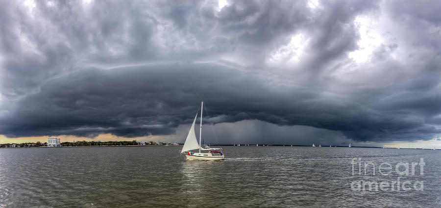 Amazing Storm Clouds and Sailboat Charleston SC Photograph by Dustin K Ryan