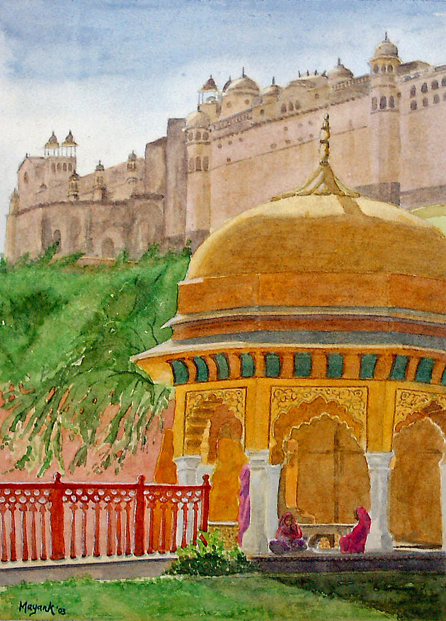 Amber Fort Painting by Mayank M M Reid