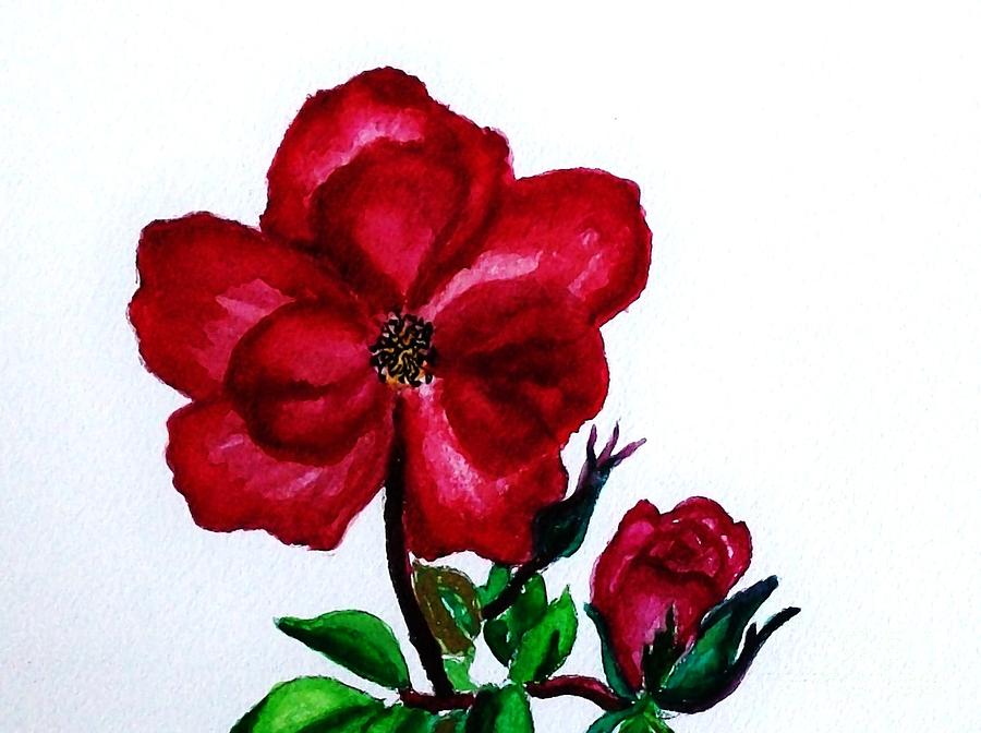 American Beauty Rose ll Painting by Marsha Heiken