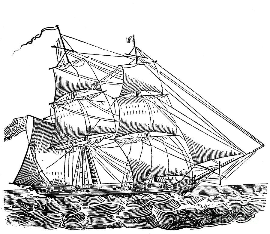 American Brig, 1840 Photograph by Granger
