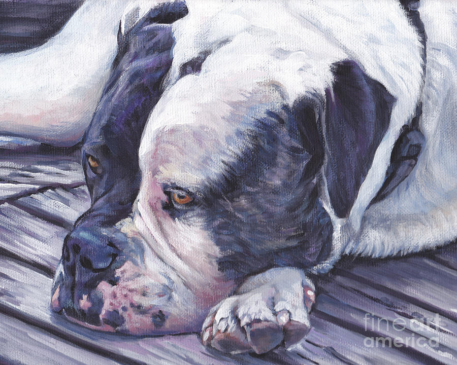 American Bulldog  Painting by Lee Ann Shepard