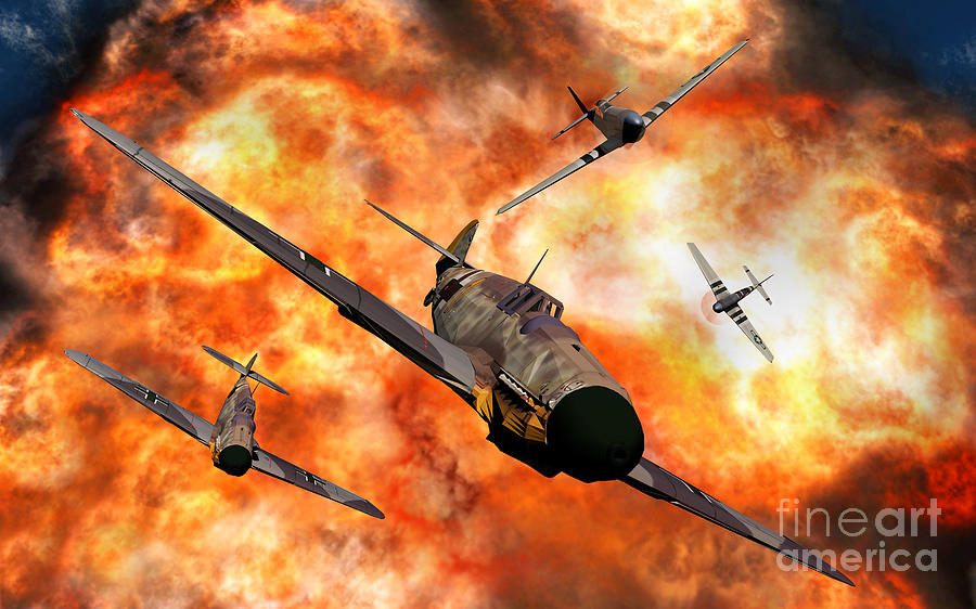 American P-51 Mustangs Involved Digital Art