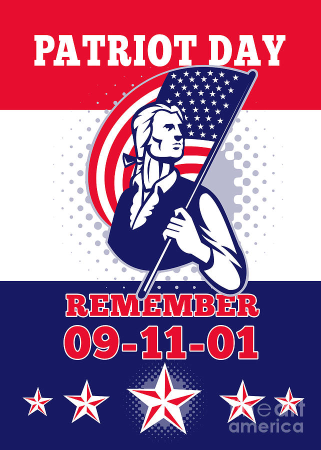 American Patriot Day Poster 911 Greeting Card Digital Art By Aloysius Patrimonio