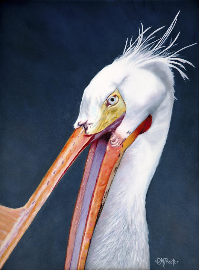 American White Pelican Painting by Donna Proctor