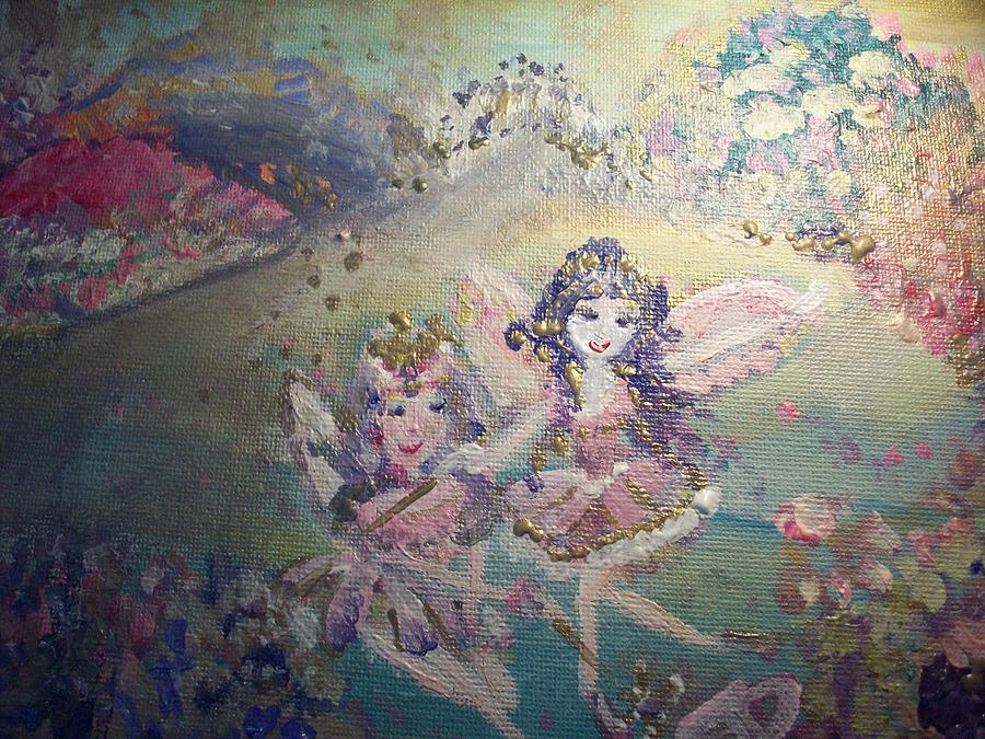 Amethyst Fairies Painting by Judith Desrosiers