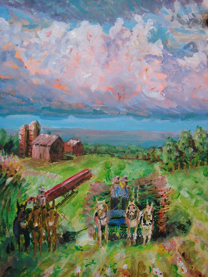 Amish Harvest Painting by Patsy Kline