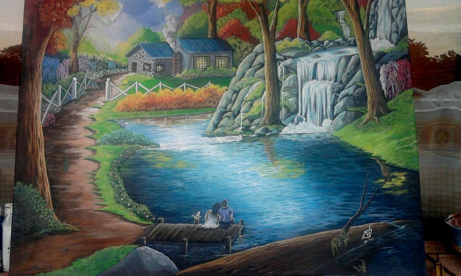 Lago Painting - Amor Eterno 2 by Michael Josue Serrano