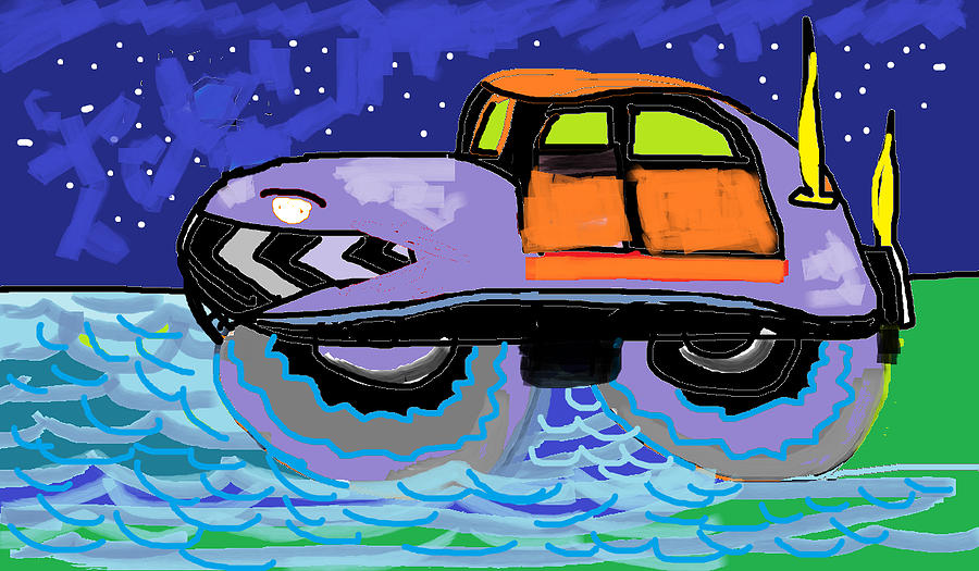 Car Digital Art - Amphibious Car by Beebe Barksdale-Bruner Car Digital Art - Amphibious Car by Beebe Barksdale-Bruner