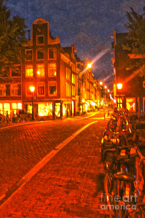 Amsterdam Painting - Amsterdam by night - 02 by Gregory Dyer