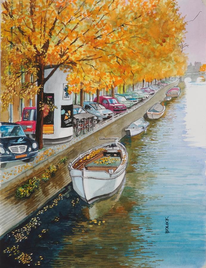 Amsterdam Canal shops Painting