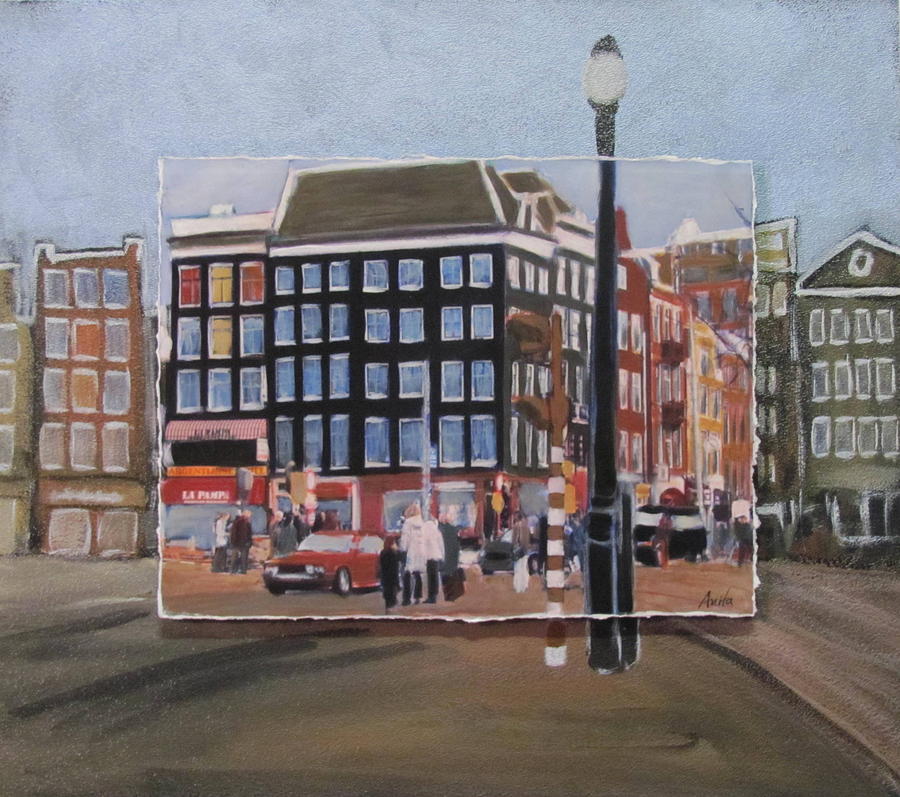 Amsterdam Corner layered Mixed Media by Anita Burgermeister