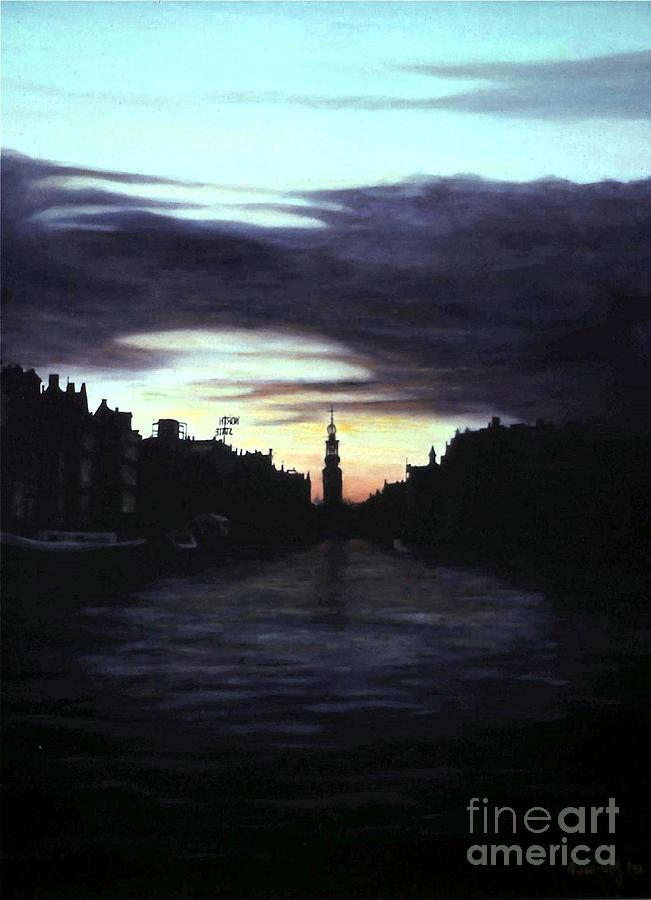 City Painting - Amsterdam Nocturne by Michael John Cavanagh