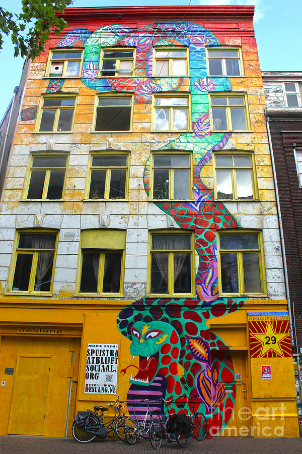 Amsterdam Painting - Amsterdam Snake Graffiti Mural by Gregory Dyer