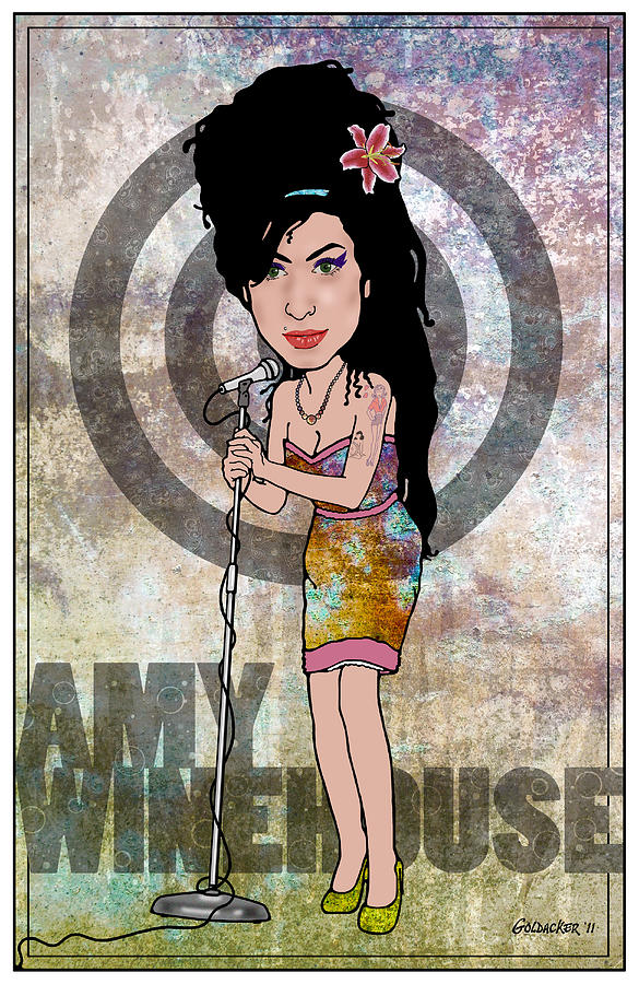 David Bowie Digital Art - Amy Winehouse by John Goldacker