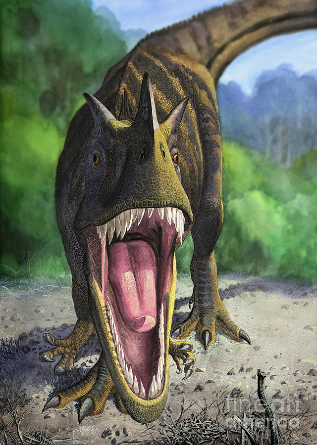 Dinosaur Digital Art - An Angry Ceratosaurus Dentisulcatus by Sergey Krasovskiy
