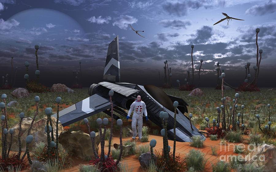 An Astronaut Surveys The Desert Like Digital Art