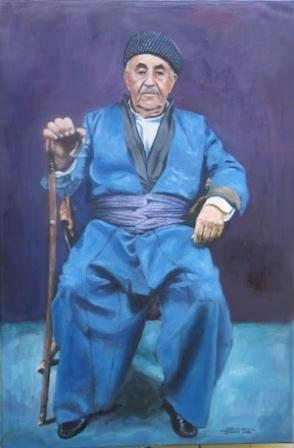 An Elderly Man Painting by Samuel Daffa