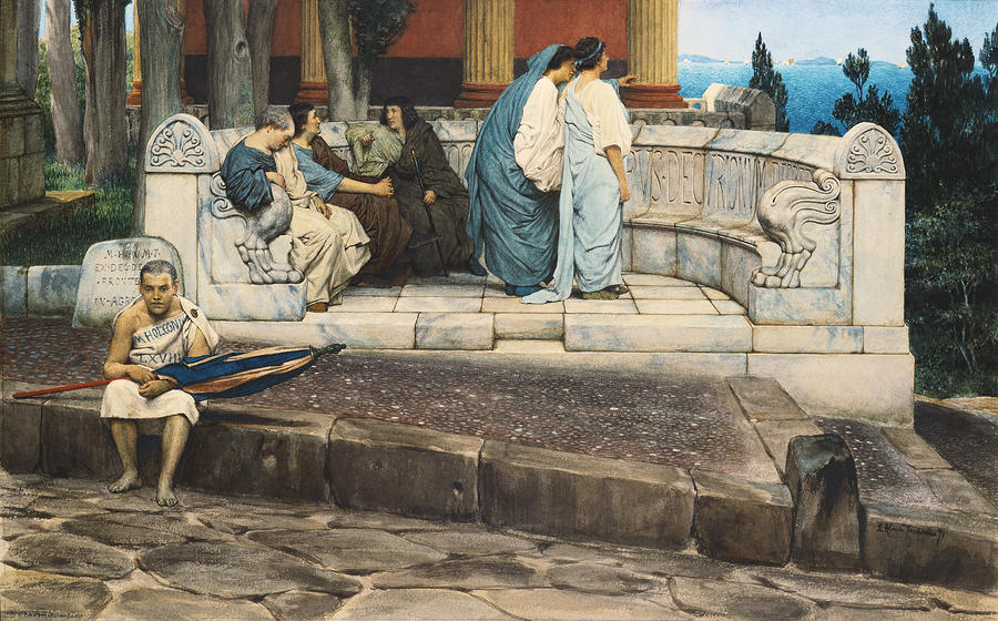 Pen Painting - An Exedra by Lawrence Alma-Tadema