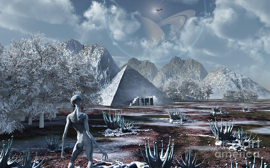 Planet Digital Art - An Extraterrestrial Surveys An Ancient by Mark Stevenson