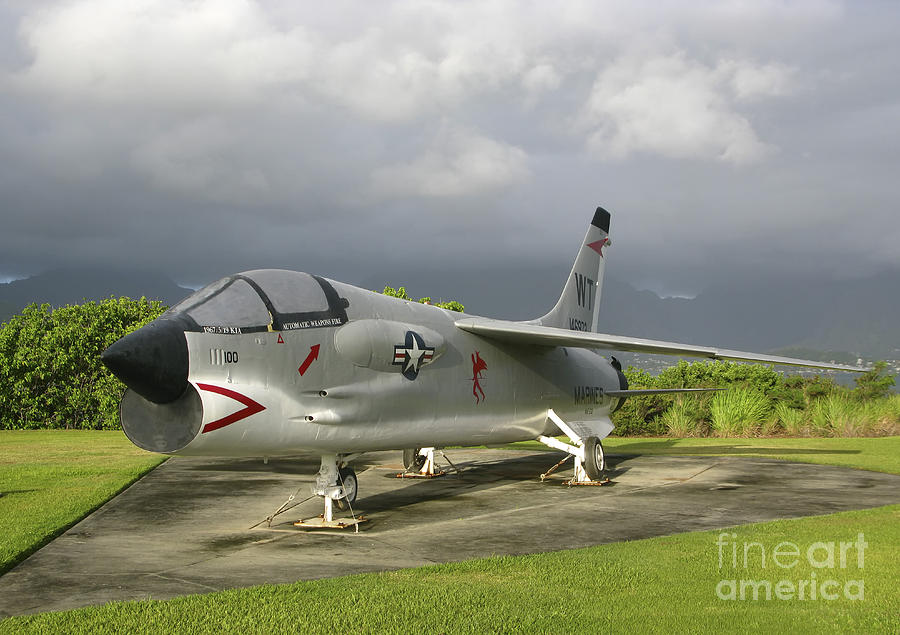 Jet Photograph - An F-8 Crusader Aircraft On Display by Michael Wood