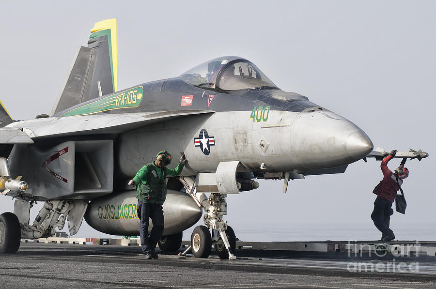 Transportation Photograph - An Fa-18 Super Hornet Is Ready by Giovanni Colla