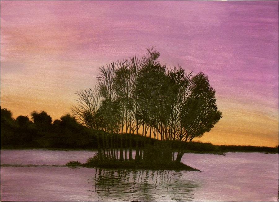 Tree Painting - An island on a lake by Silvia Louro