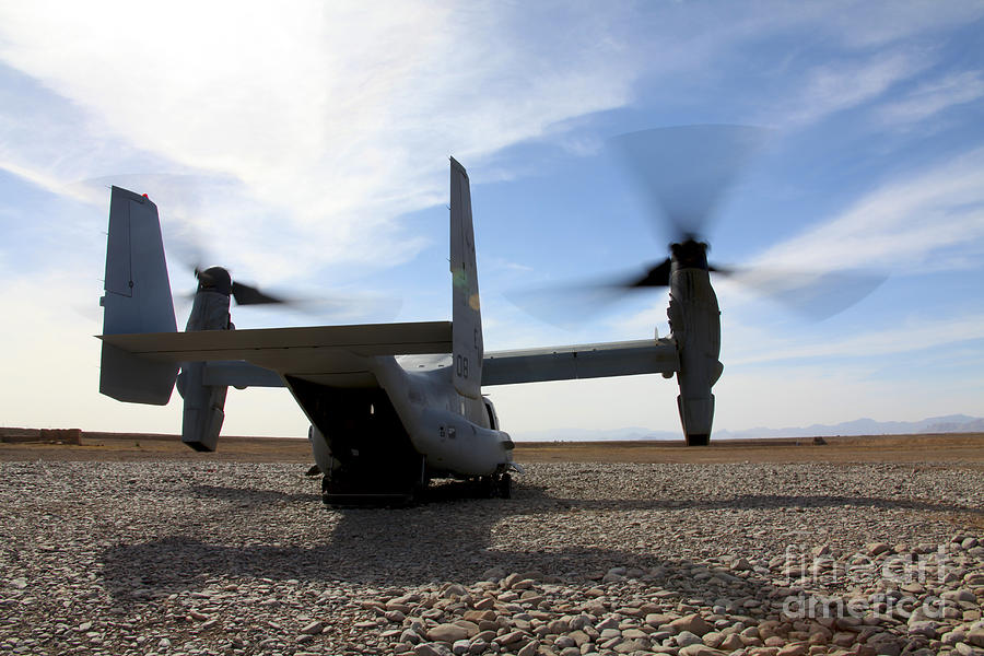 An Mv-22 Osprey Sits Outside A Forward Photograph by Stocktrek Images ...