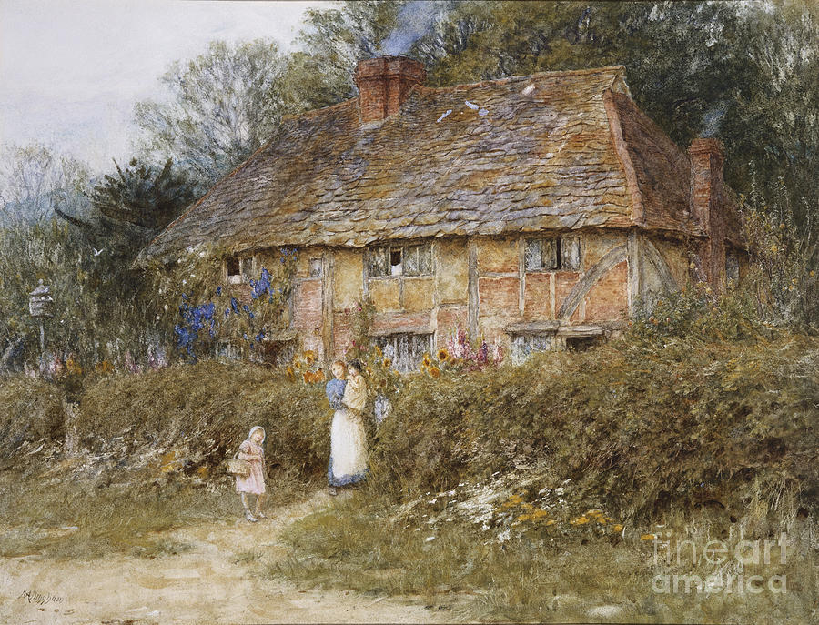 Cottage Painting - An Old Surrey Cottage by Helen Allingham