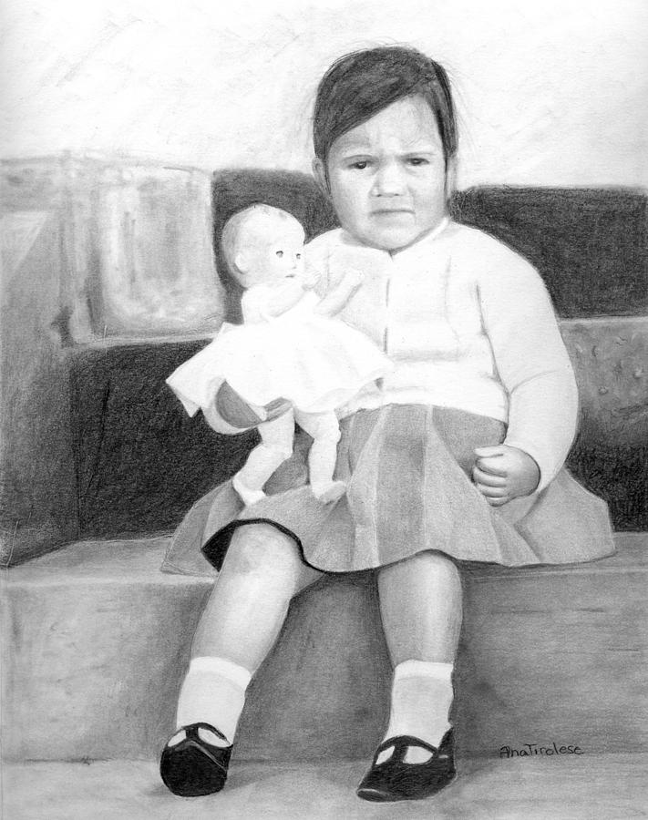 Ana with Dolly Drawing by Ana Tirolese
