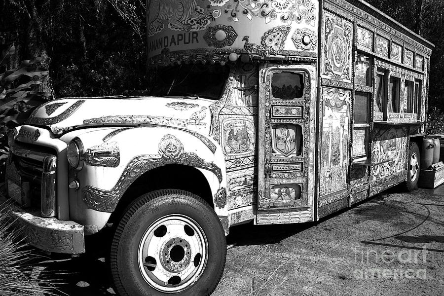 Anandapur Bus Animal Kingdom Walt Disney World Prints Black and White Ink Outlines Digital Art by Shawn OBrien
