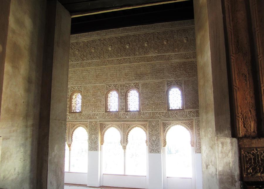 Ancient Arabic Interior Design with Sun Light Glowing Granada Spain Photograph by John Shiron