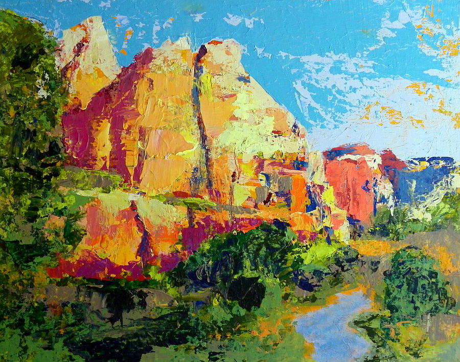Zion National Park Painting - Ancient Beauty by Carol Bower