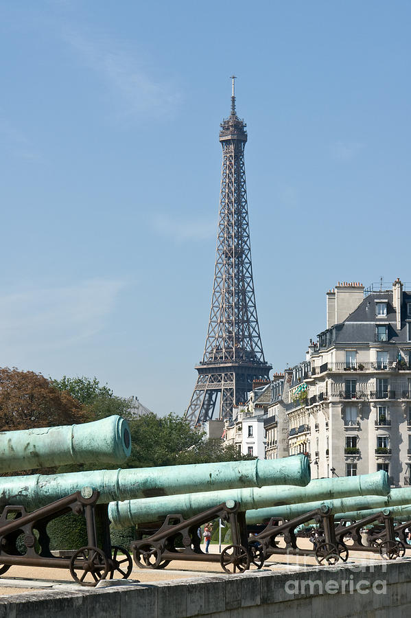 Ancient cannons and Eiffel tower Photograph by Fabrizio Ruggeri
