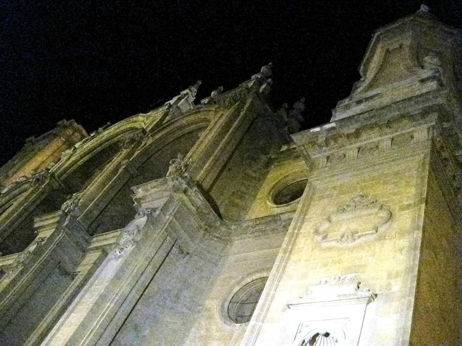 Ancient Gothic Cathedral at Night Granada Spain Photograph by John Shiron