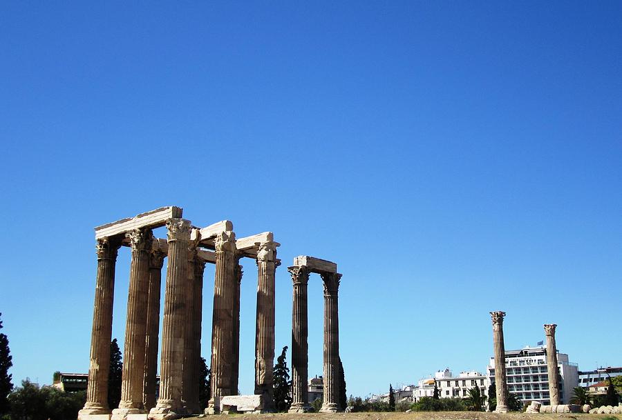 Ancient Greek Columns or Pillars II Standing Tall in Athens Greece Photograph by John Shiron