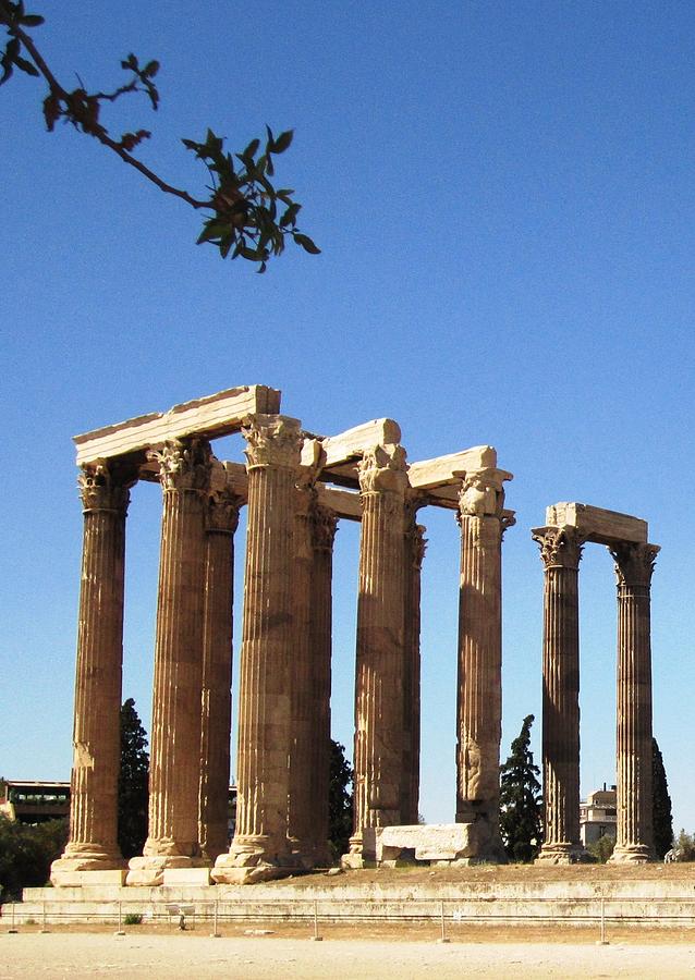 Ancient Greek Columns or Pillars Standing Tall in Athens Greece Photograph by John Shiron