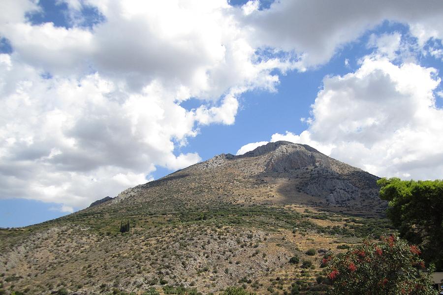 Ancient Hilltop III Mountain Range with A View and Archeological Remains in Mycenae Greece Photograph by John Shiron