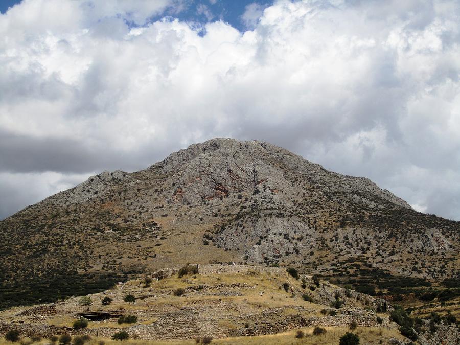 Ancient Mycenaean Archeological Ruins Overlooking Heavenly Mountain Top in Mycenae Greece Photograph by John Shiron