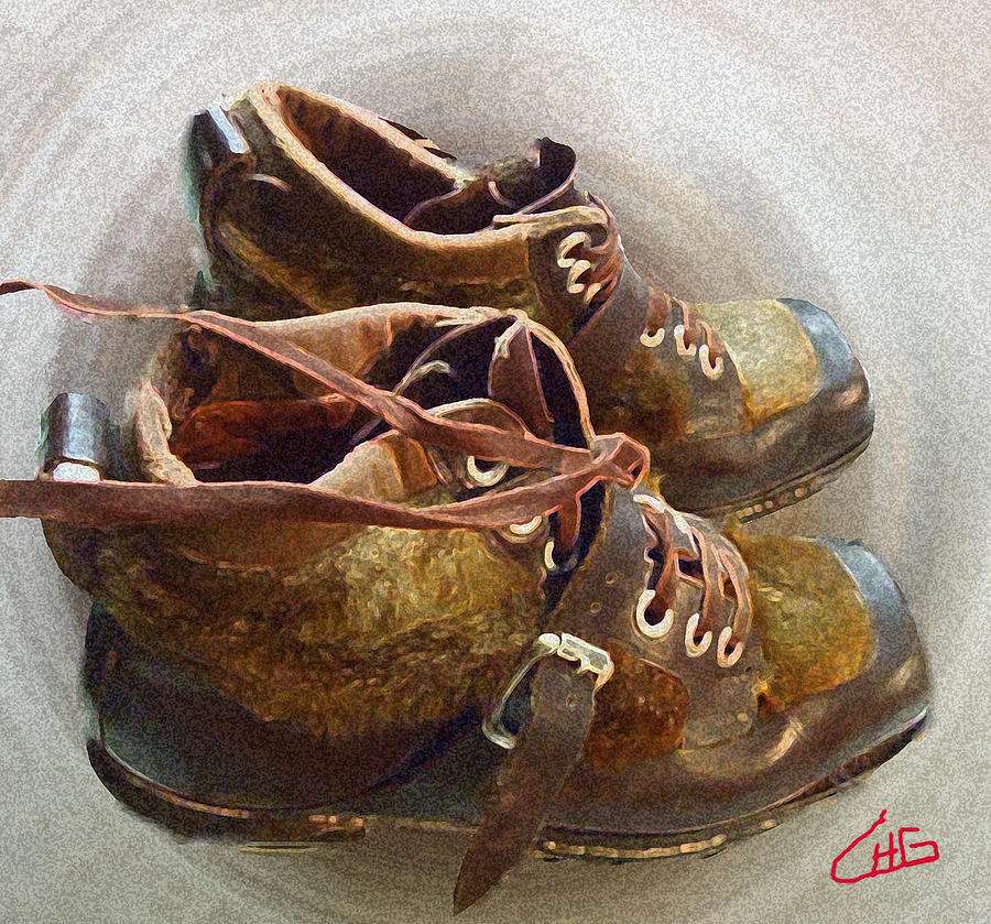 Boot Photograph - Ancient old Ski SHOES  by Colette V Hera Guggenheim