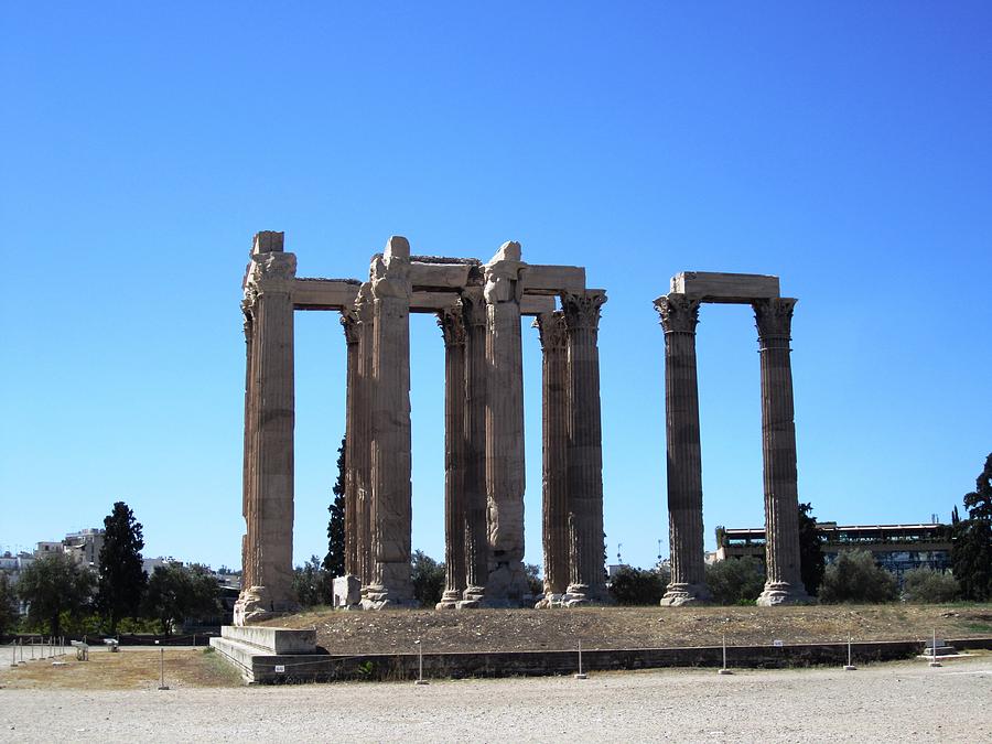 Ancient Remains of Tall Pillars in Athens Greece Photograph by John Shiron