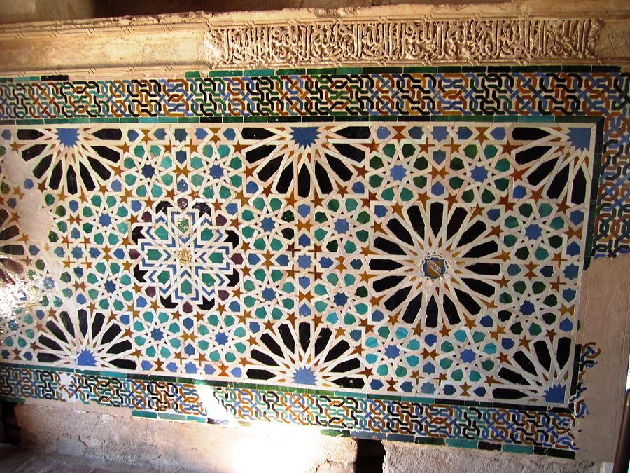 Ancient Tilework Arabic Writing Granada Spain Photograph by John Shiron