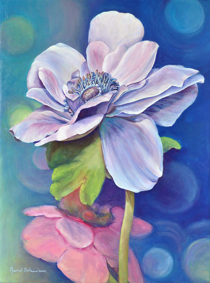 Anemone bleue Painting by Muriel Dolemieux