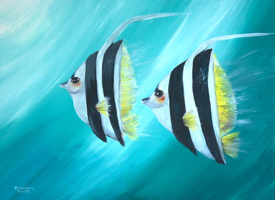 Fish Painting - Angel Fish by Bernadette Krupa
