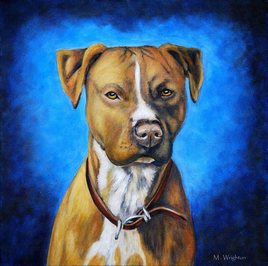 American Staffordshire Terrier Dog Painting Painting by Michelle Wrighton