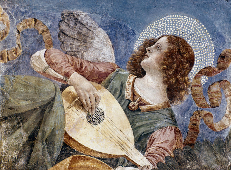 Angel With A Lute Photograph by Granger
