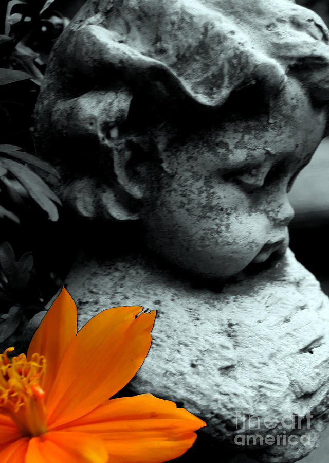 Angel with Orange Flower Photograph by Patricia Januszkiewicz